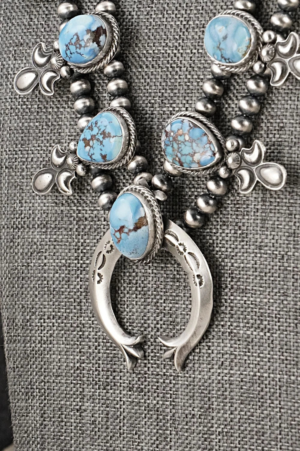 Turquoise & Sterling Silver Squash Blossom Set - Matthew Gordon