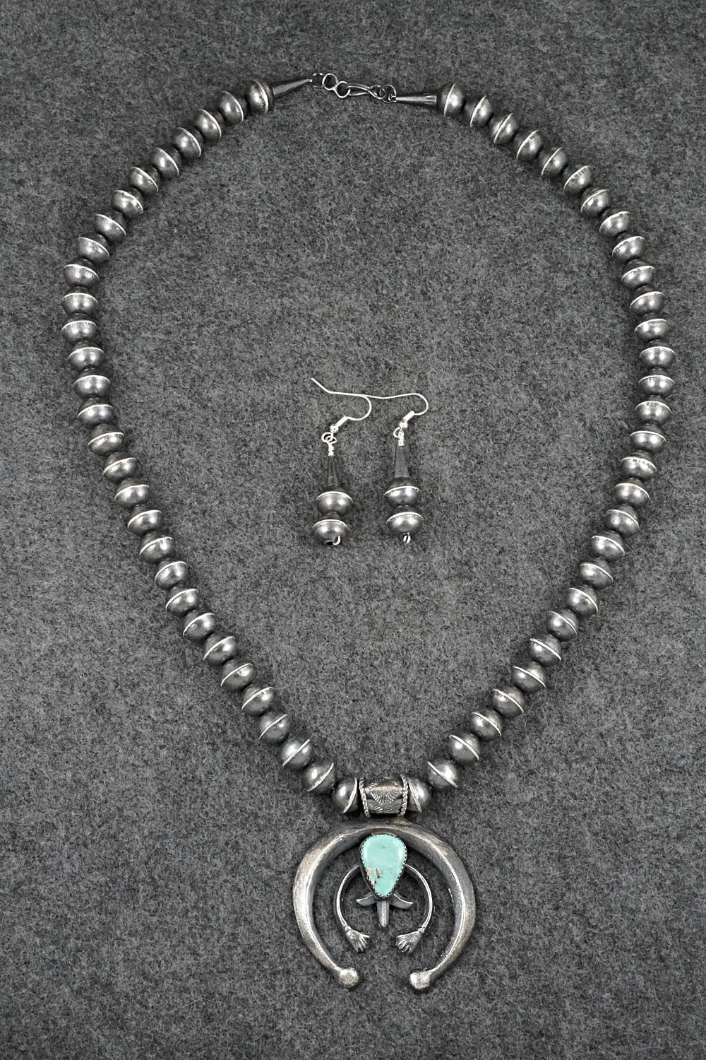 Turquoise & Sterling Silver Squash Blossom Set - Gilbert Martin