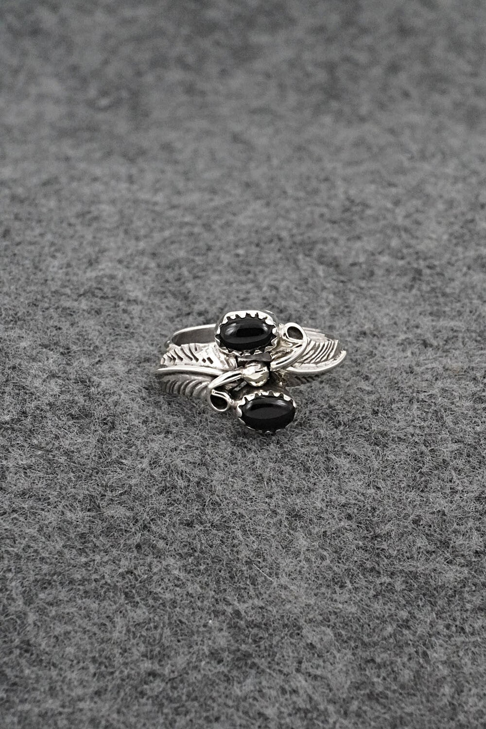 Onyx & Sterling Silver Ring - Harry B. Yazzie - Size 6.5