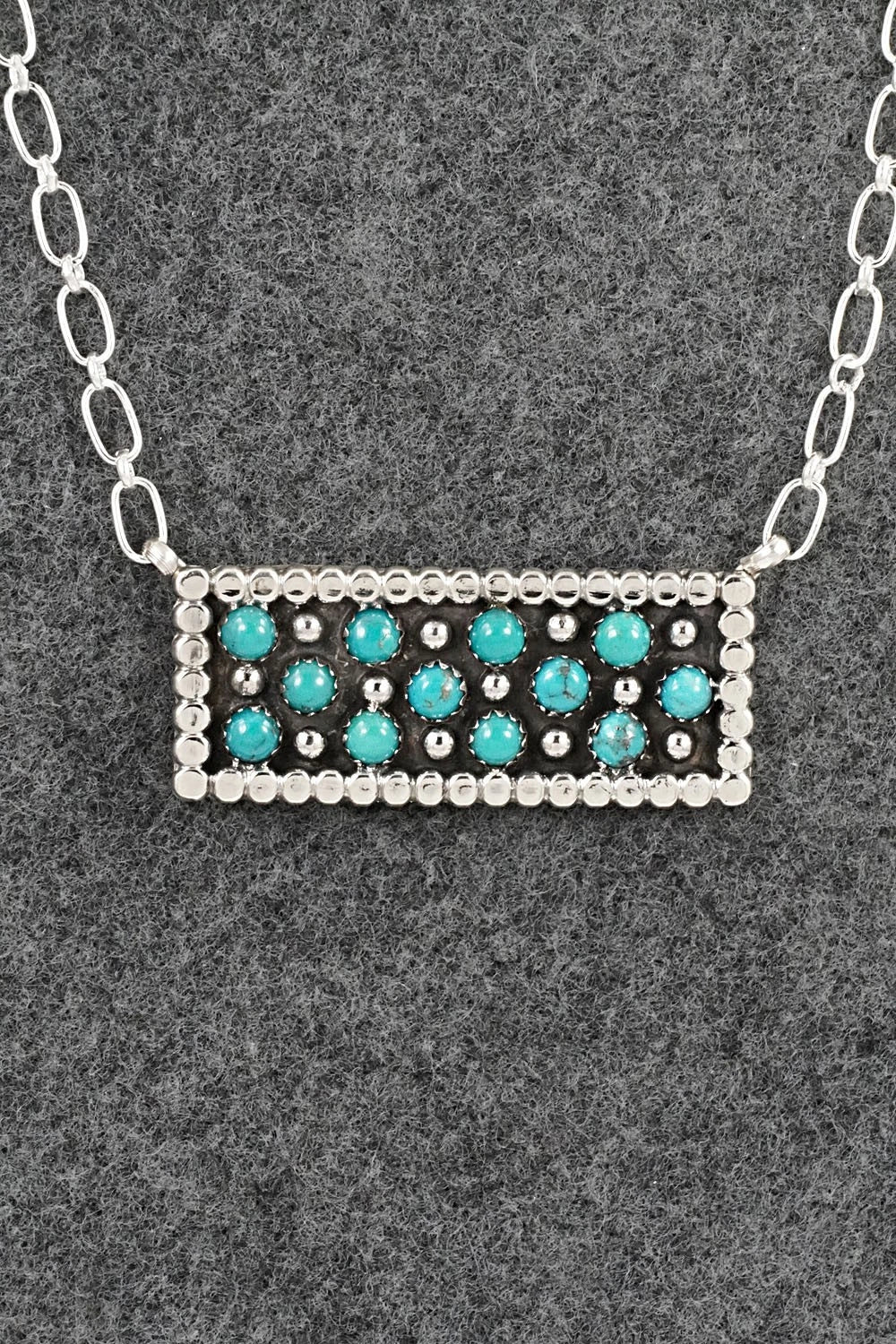Turquoise & Sterling Silver Necklace - Kenny Lonjose