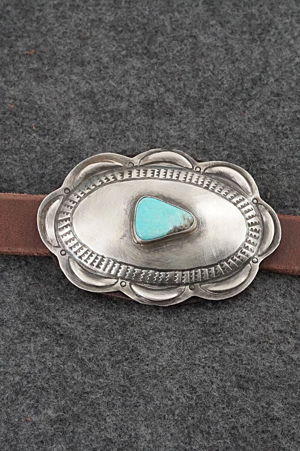 Turquoise, Sterling Silver & Leather Concho Belt - Dan Morgan