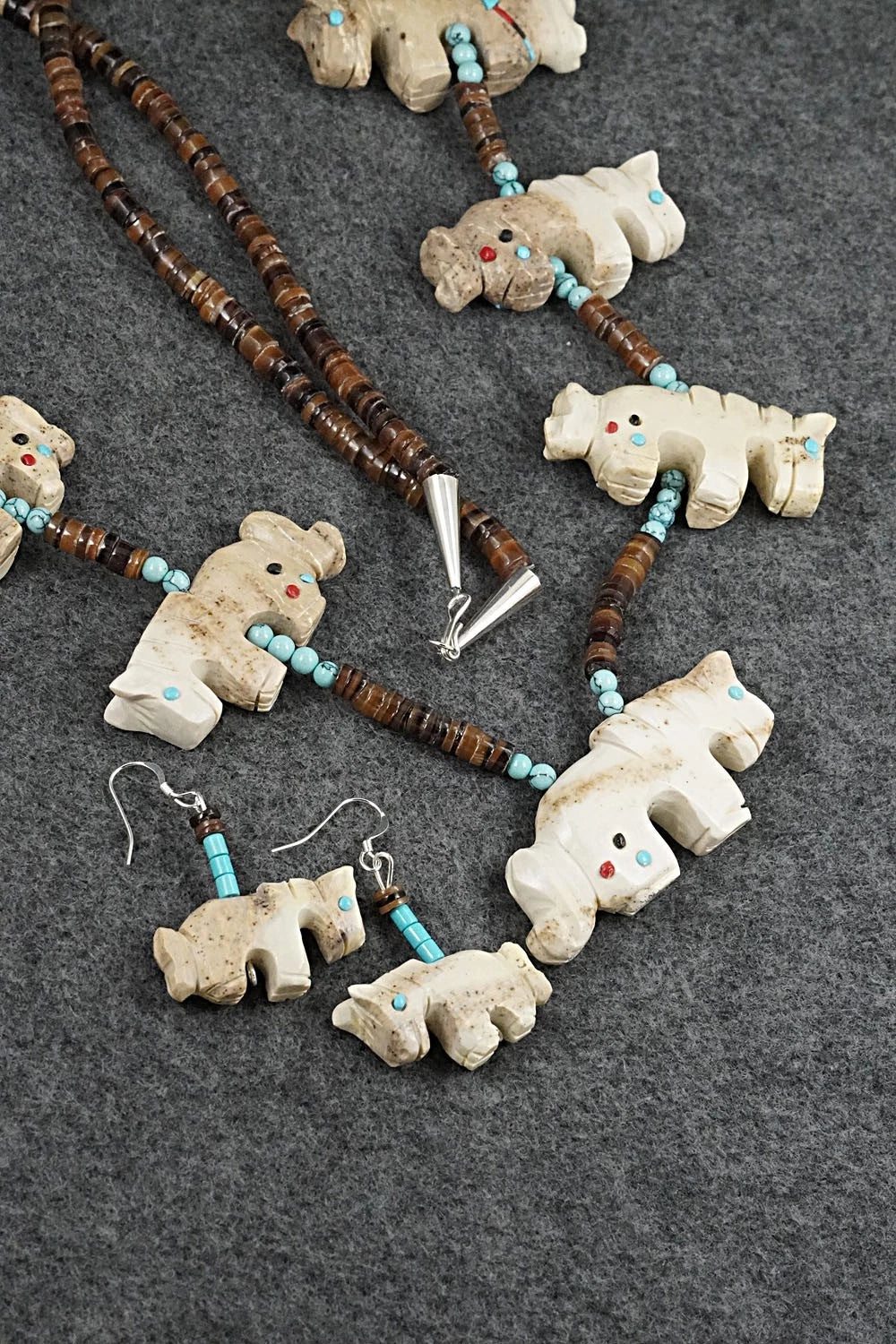 Multi-Stone Horse Fetish & Sterling Silver Necklace Set - Dannette Laate
