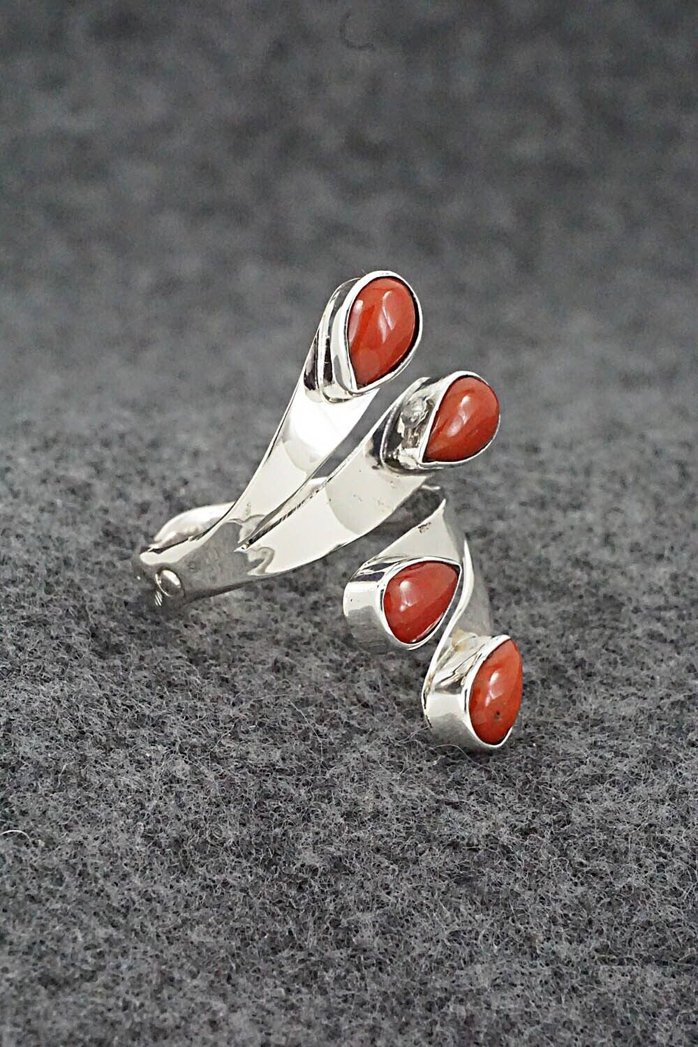 Coral & Sterling Silver Ring - Thomas Yazzie - Size 9.25