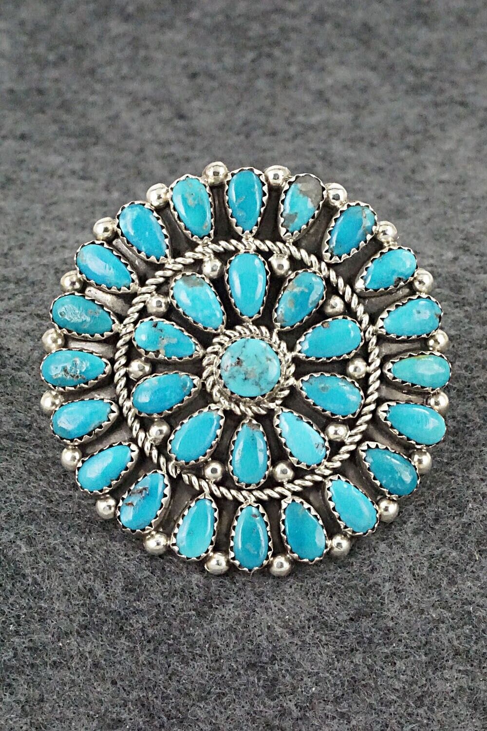 Turquoise & Sterling Silver Ring - Rodney Notah - Size 7.25