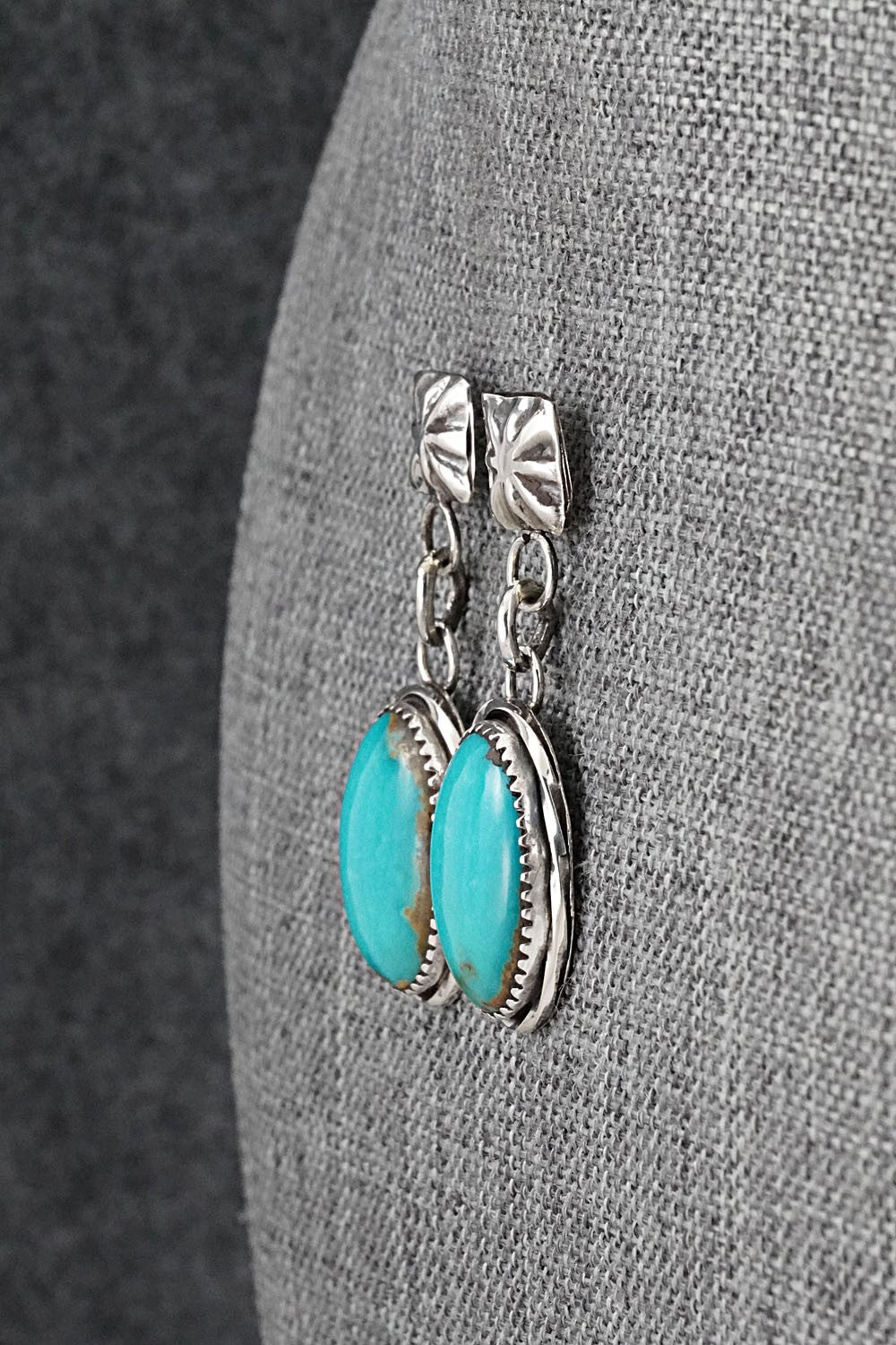 Turquoise & Sterling Silver Earrings - Ernest Hawthorne