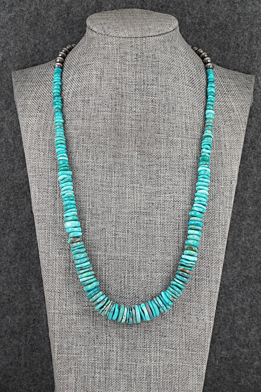 Turquoise & Sterling Silver Necklace 22" - Doreen Jake