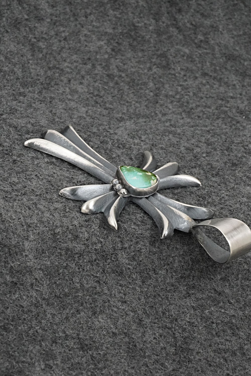 Turquoise & Sterling Silver Pendant - Harrison Bitsue