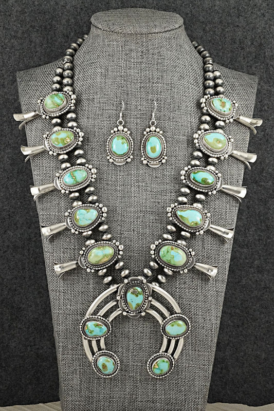 Turquoise & Sterling Silver Squash Blossom Set - Tom Lewis