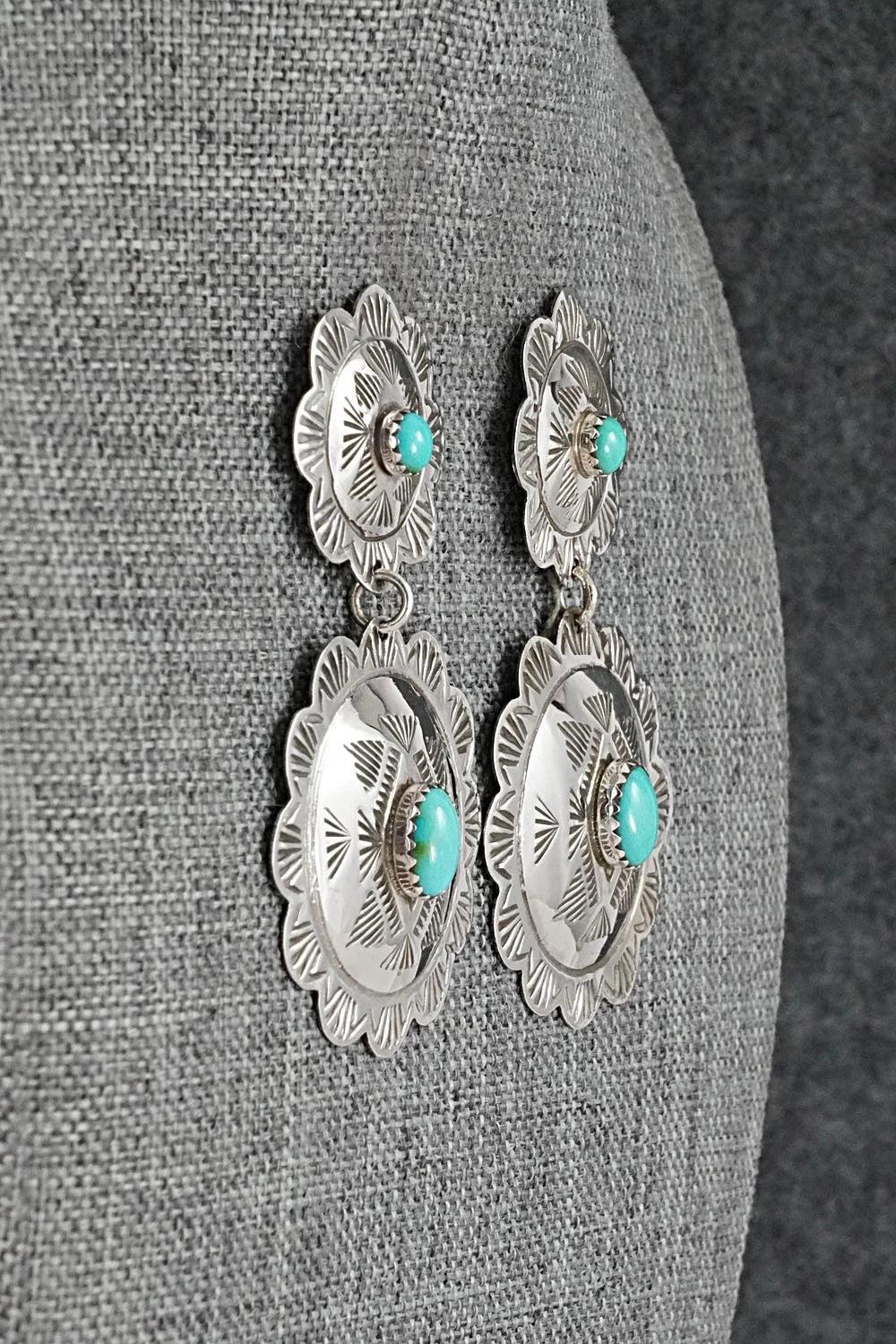 Turquoise and Sterling Silver Earrings - Bertha Begay