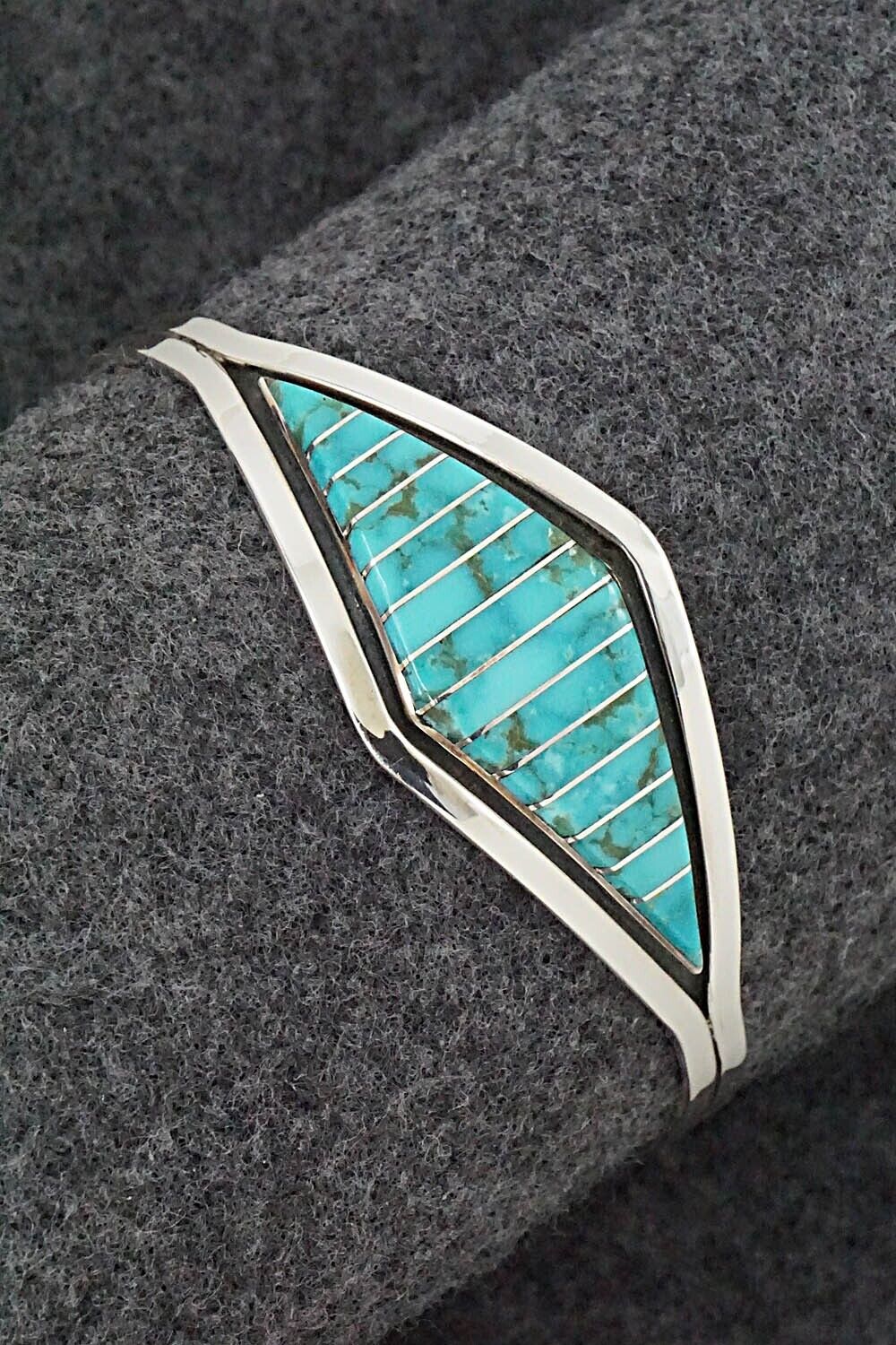 Turquoise & Sterling Silver Inlay Bracelet - Marvin Luarkie