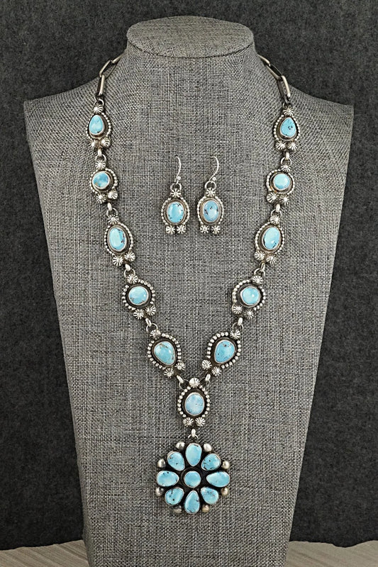 Turquoise & Sterling Silver Necklace and Earrings Set - Kathleen Livingston