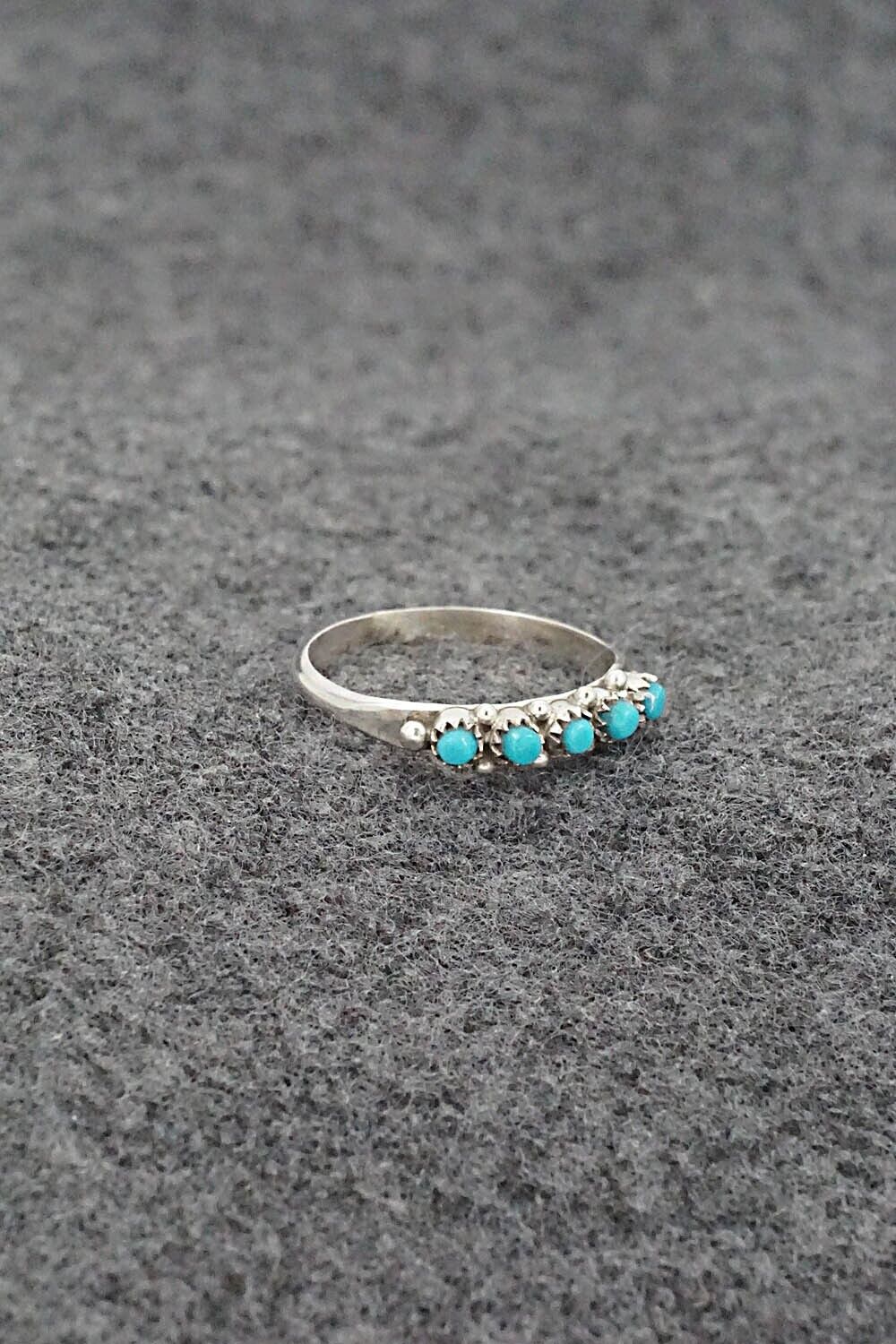 Turquoise & Sterling Silver Ring - April Haloo - Size 8