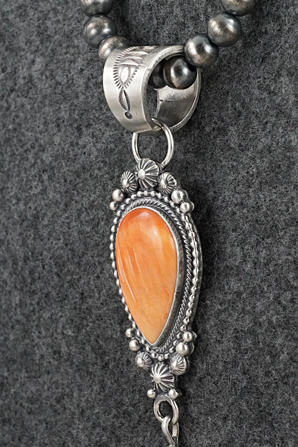 Spiny Oyster & Sterling Silver Necklace - Tom Lewis