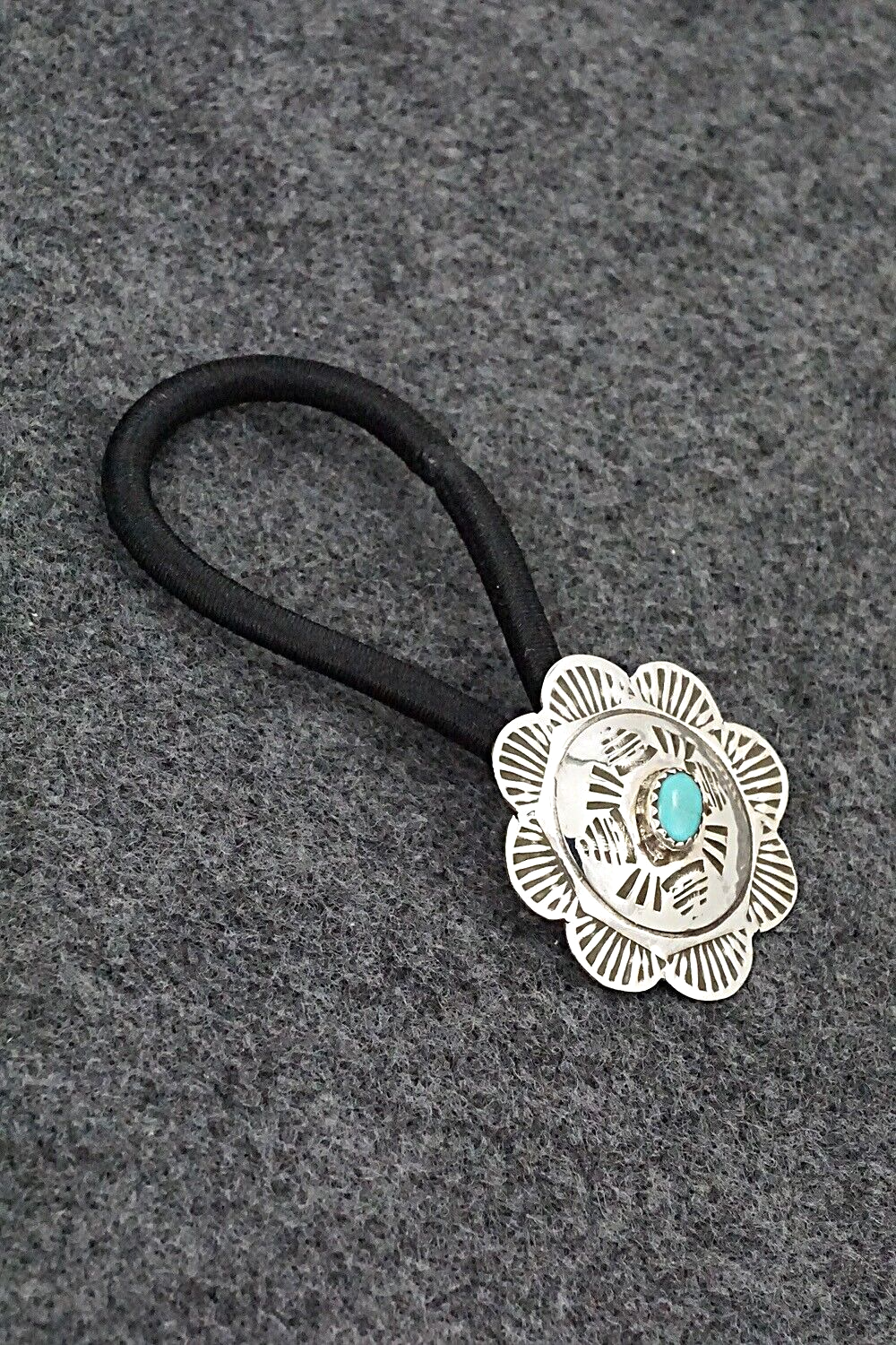 Turquoise & Sterling Silver Hair Tie - Bertha Begay