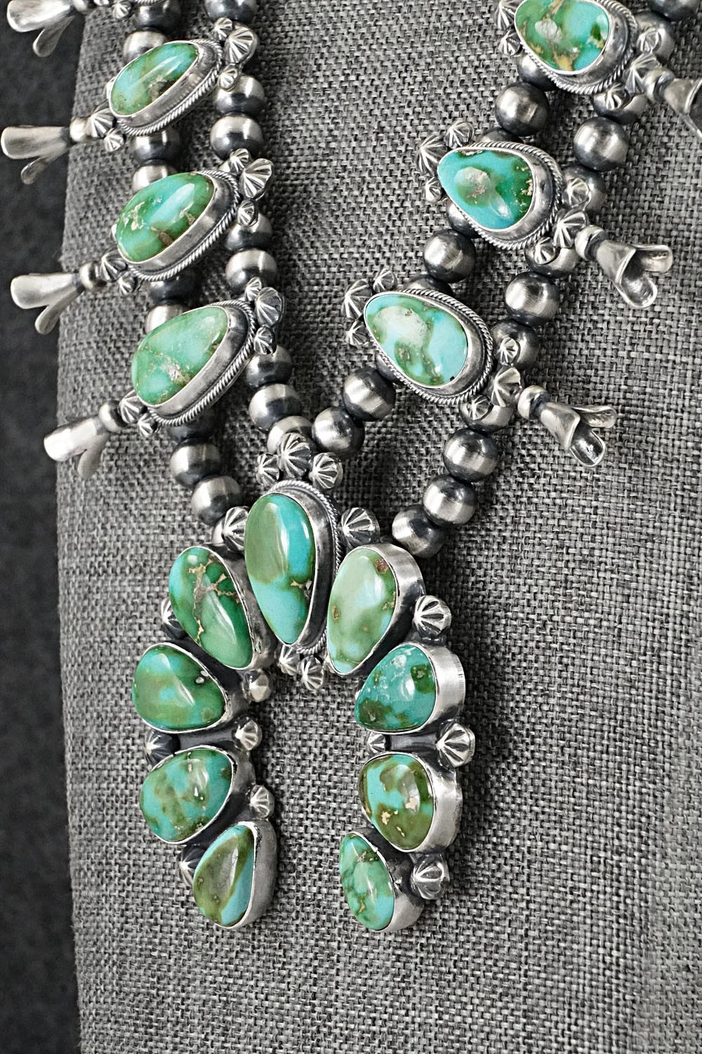 Turquoise & Sterling Silver Squash Blossom Set - Darrin Livingston