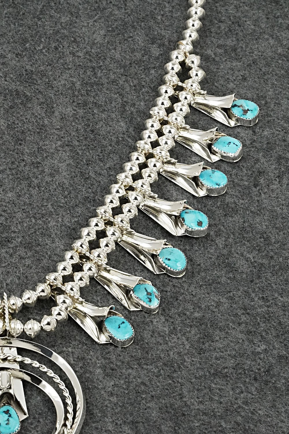 Turquoise & Sterling Silver Squash Blossom Set - Louise Yazzie