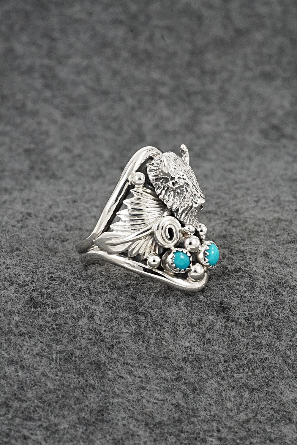 Turquoise & Sterling Silver Ring - Darrell Morgan - Size 9.5