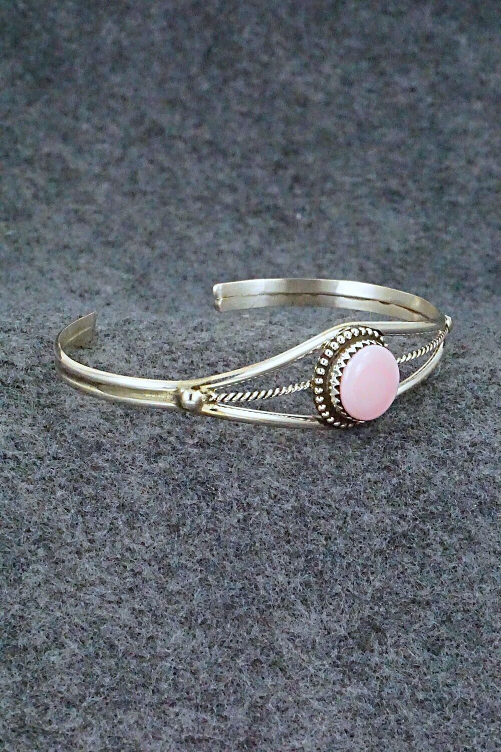 Pink Conch Shell & Sterling Silver Bracelet - Esther White