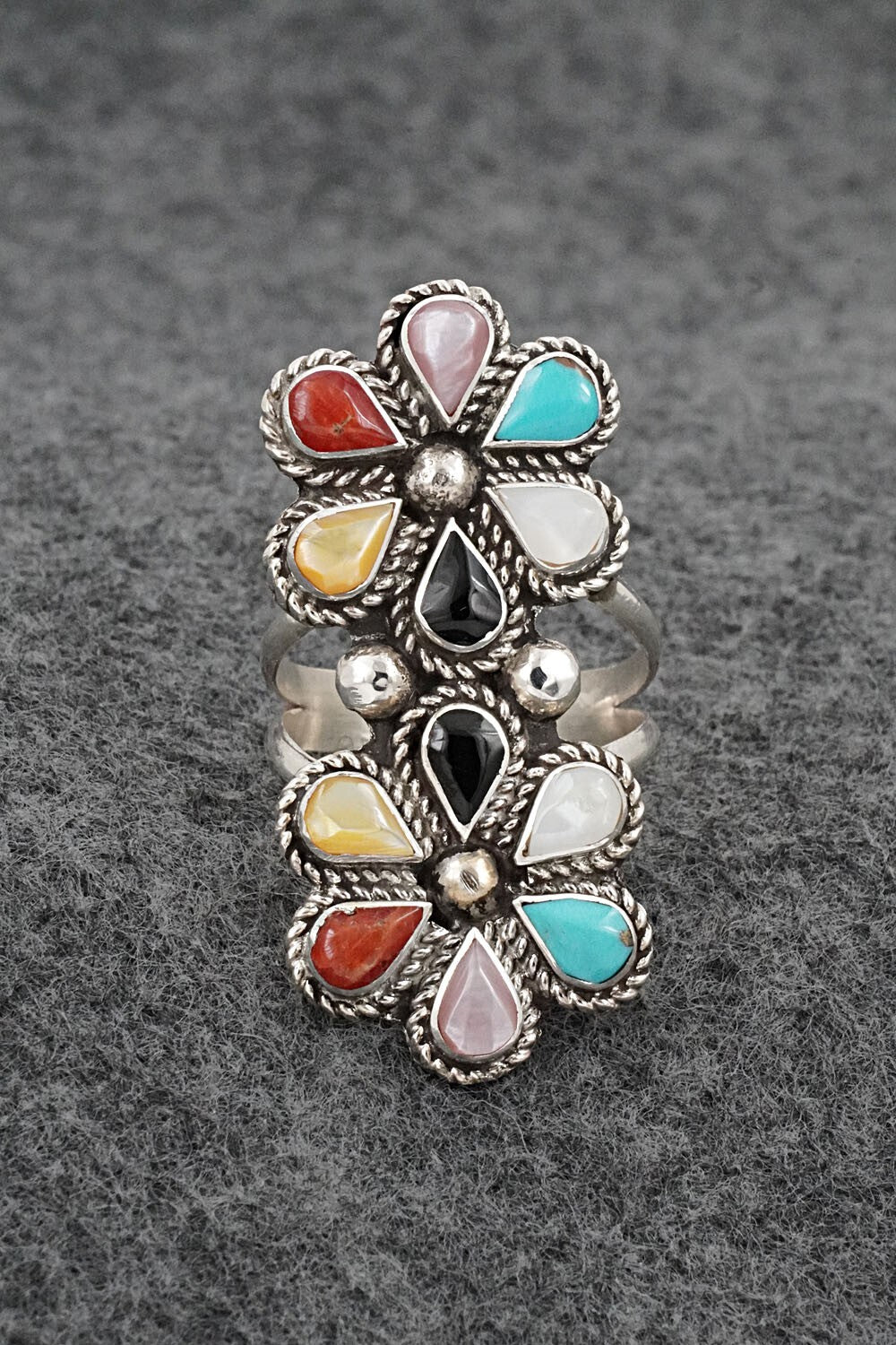 Multi-Stone & Sterling Silver Ring - Carol Lateyice - Size 7.5