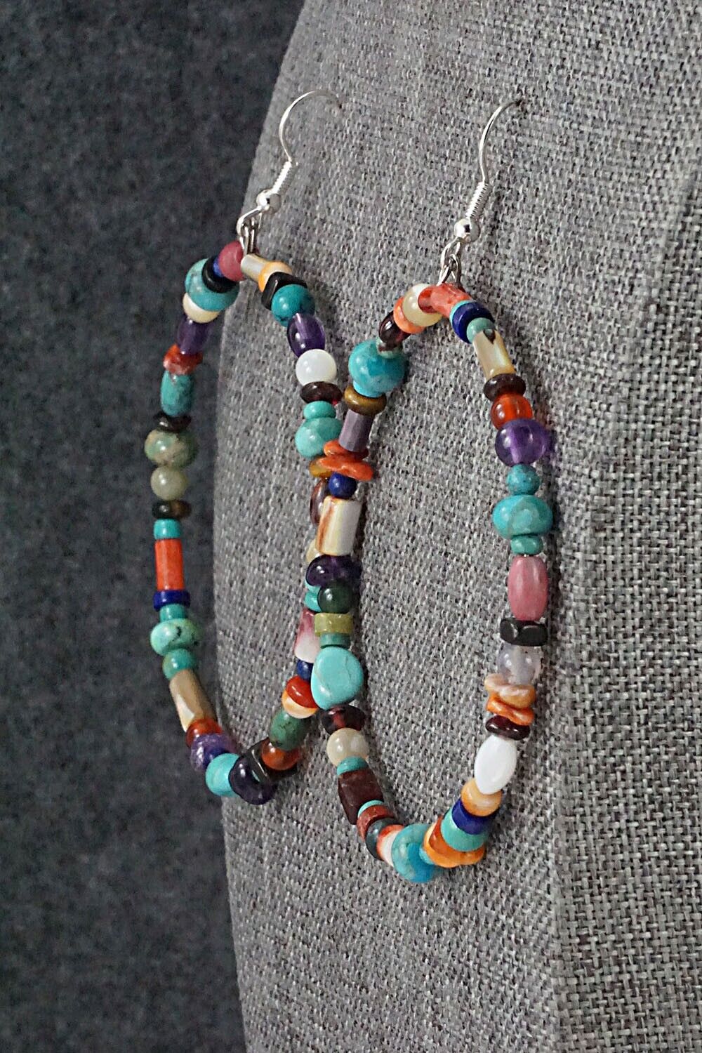 Multi-Stone & Sterling Silver Earrings - Helen Tsosie