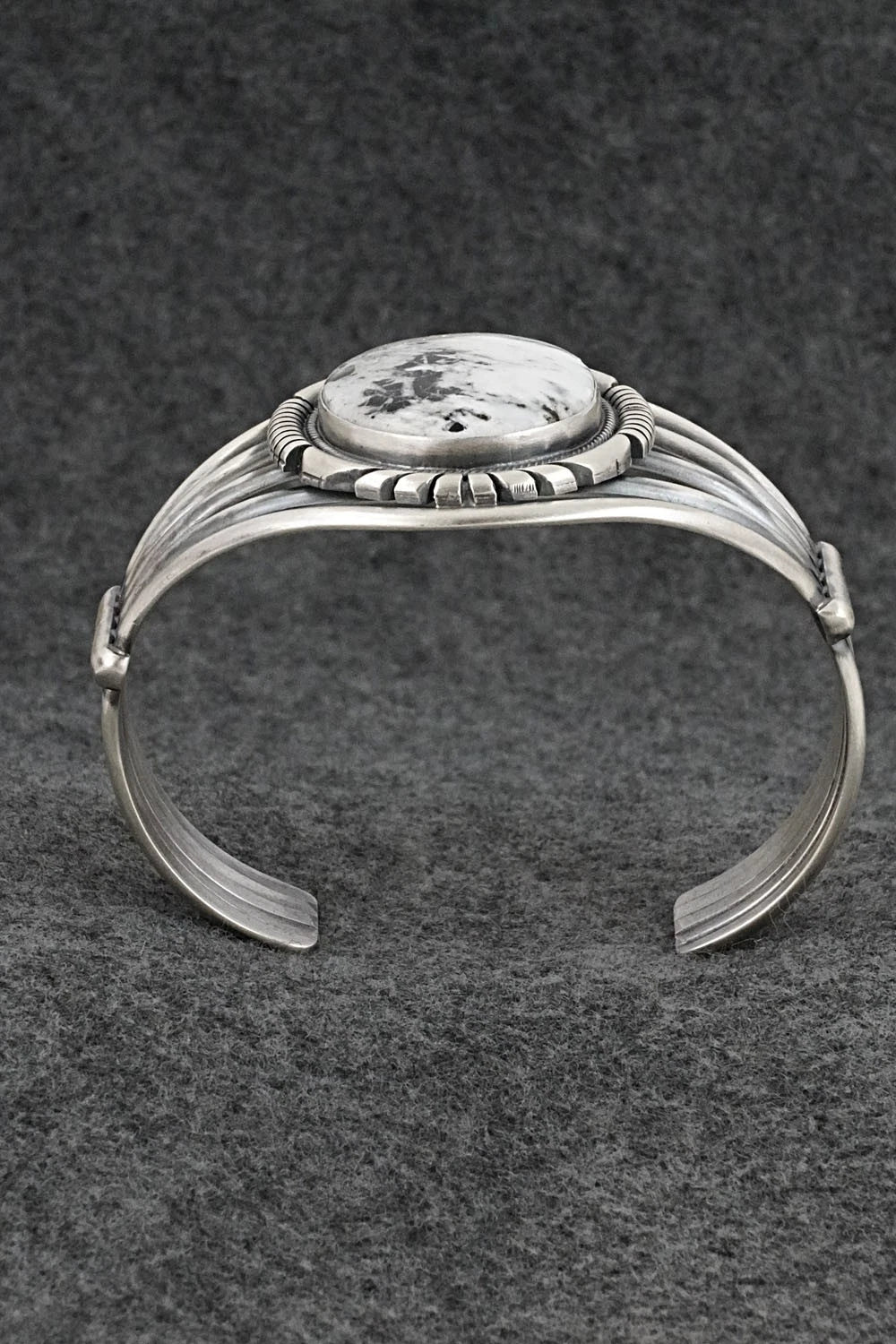 White Buffalo & Sterling Silver Bracelet - Mark Yazzie