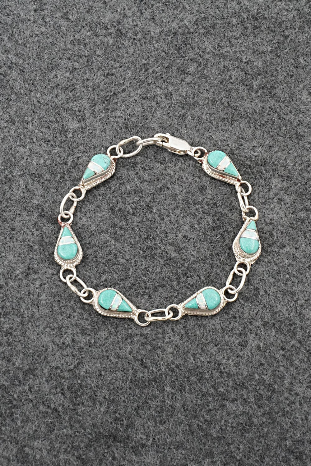 Turquoise, Opalite & Sterling Silver Link Bracelet - Terrance Panteah
