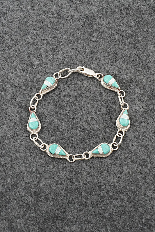 Turquoise, Opalite & Sterling Silver Link Bracelet - Terrance Panteah