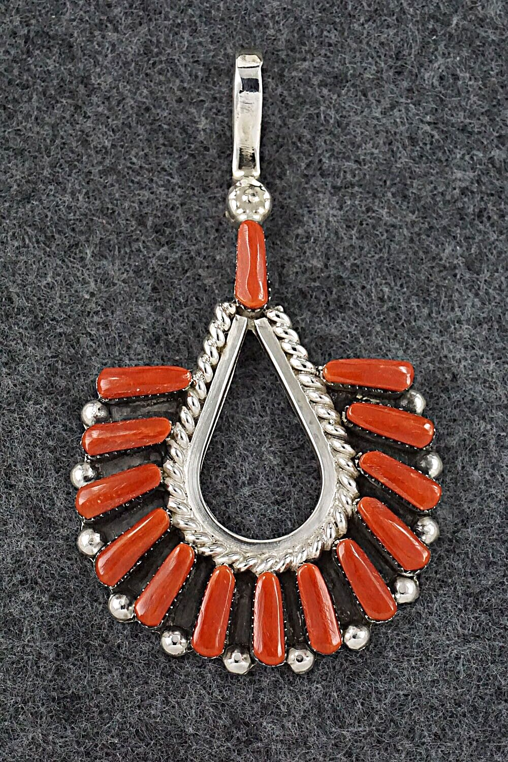 Coral and Sterling Silver Pendant - Carlene Hattie