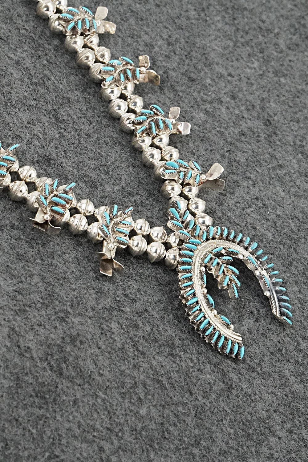 Turquoise & Sterling Silver Squash Blossom Set - Lorna Mahkee