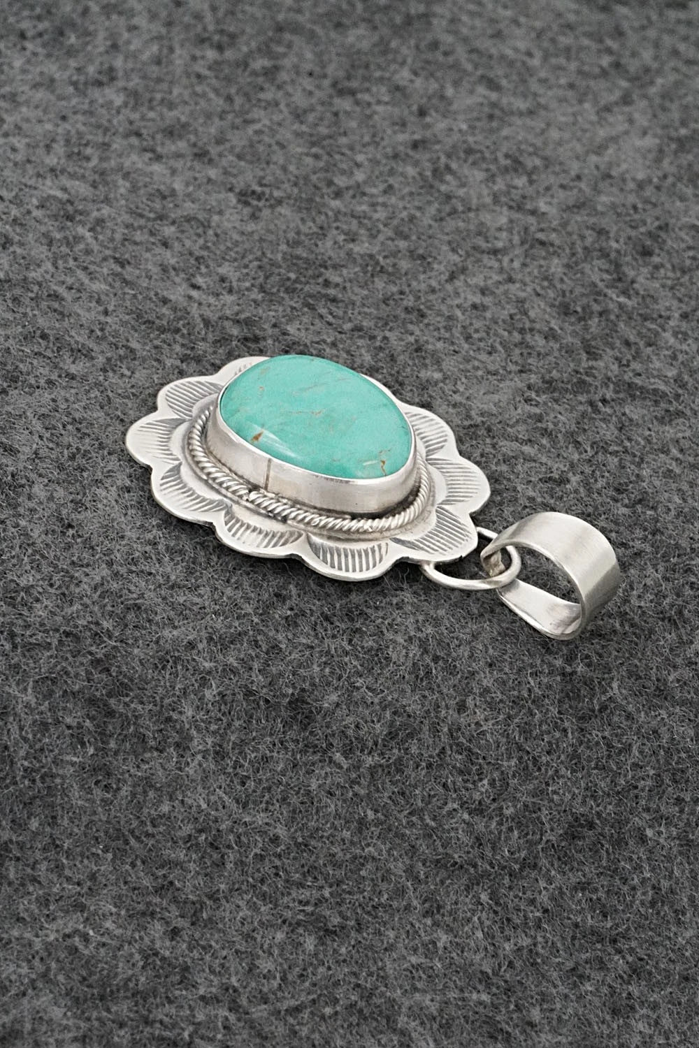 Turquoise & Sterling Silver Pendant - Cordell Platero