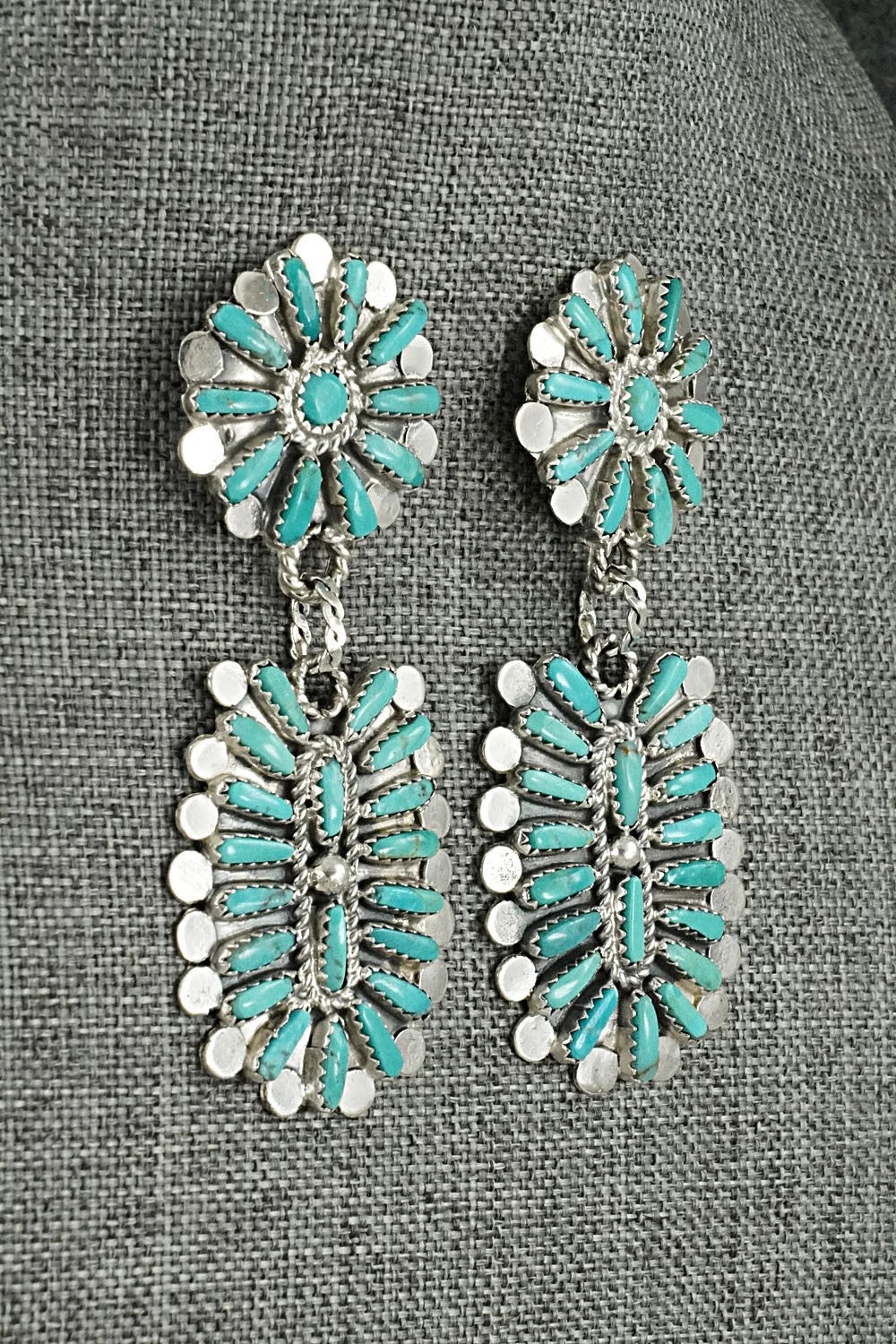 Turquoise & Sterling Silver Earrings - Lavell Byjoe