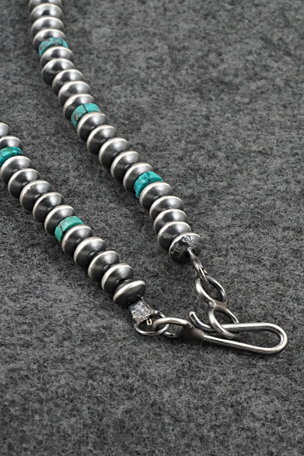 Turquoise & Sterling Silver Navajo Pearl Necklace 20" - Tonisha Haley