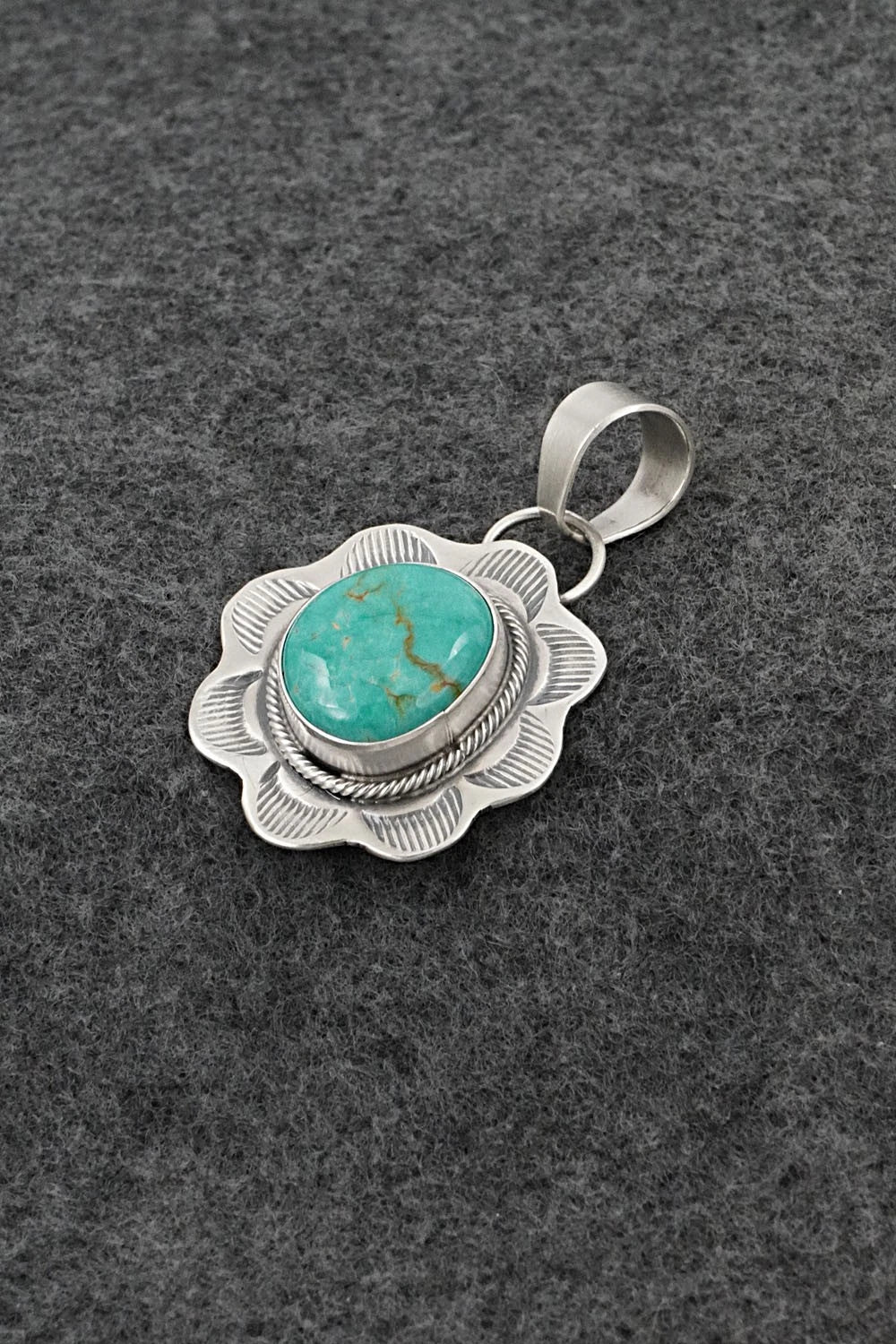 Turquoise & Sterling Silver Pendant - Cordell Platero