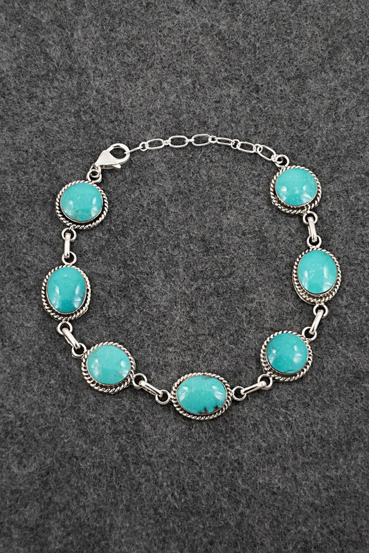 Turquoise & Sterling Silver Link Bracelet - Arlene Lewis