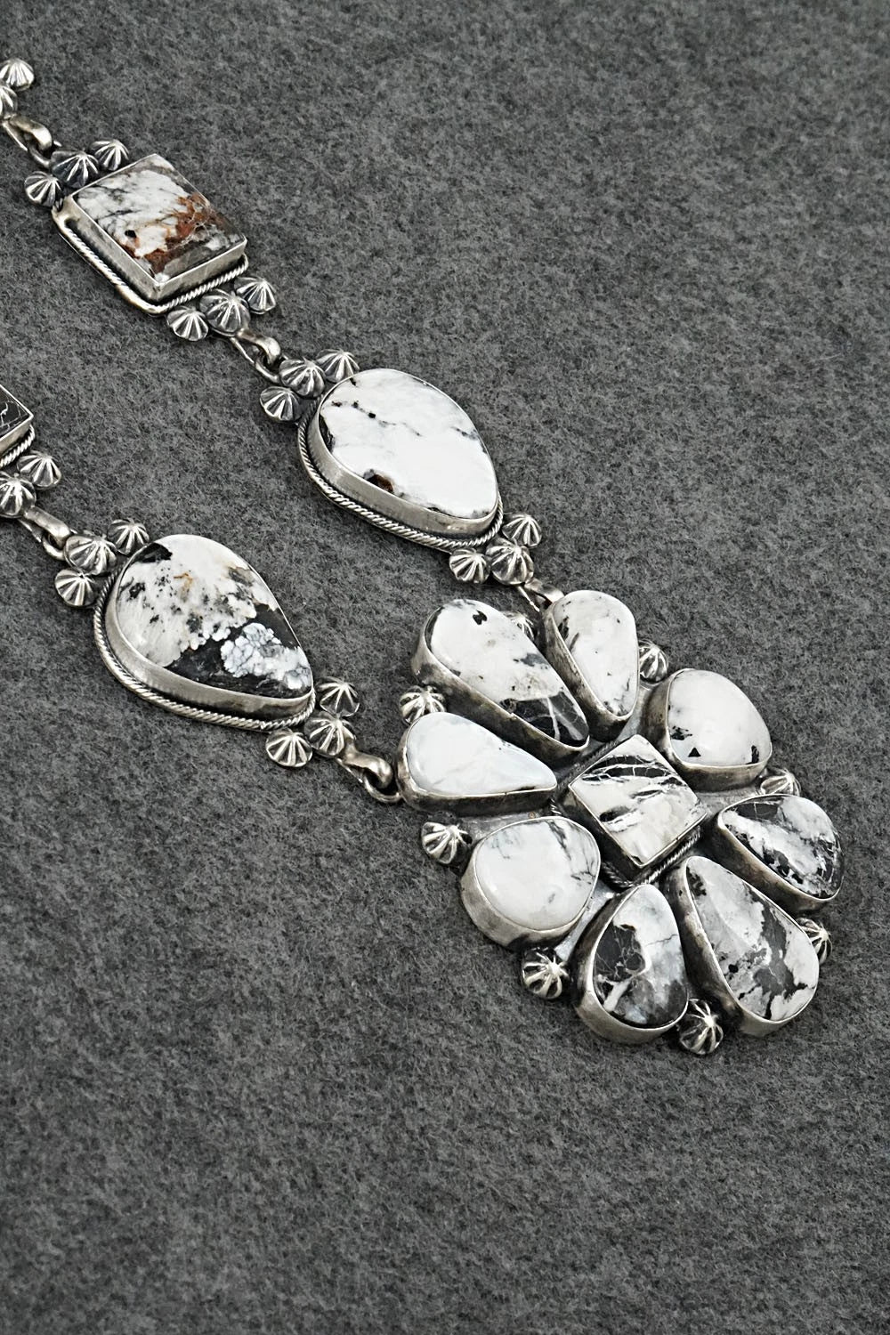 White Buffalo & Sterling Silver Necklace and Earrings Set - Paul Livingston