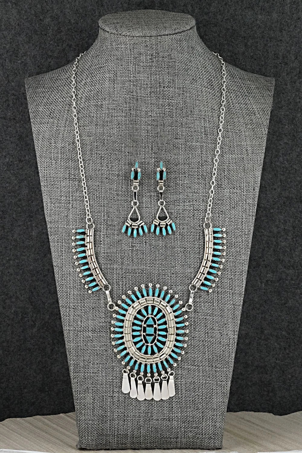 Turquoise & Sterling Silver Necklace Set - Evonne Hustito