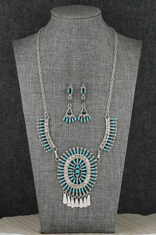 Turquoise & Sterling Silver Necklace Set - Evonne Hustito