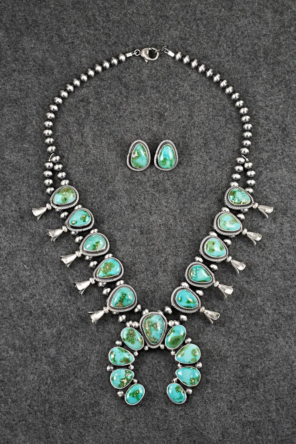 Turquoise & Sterling Silver Squash Blossom Set - Darrin Livingston