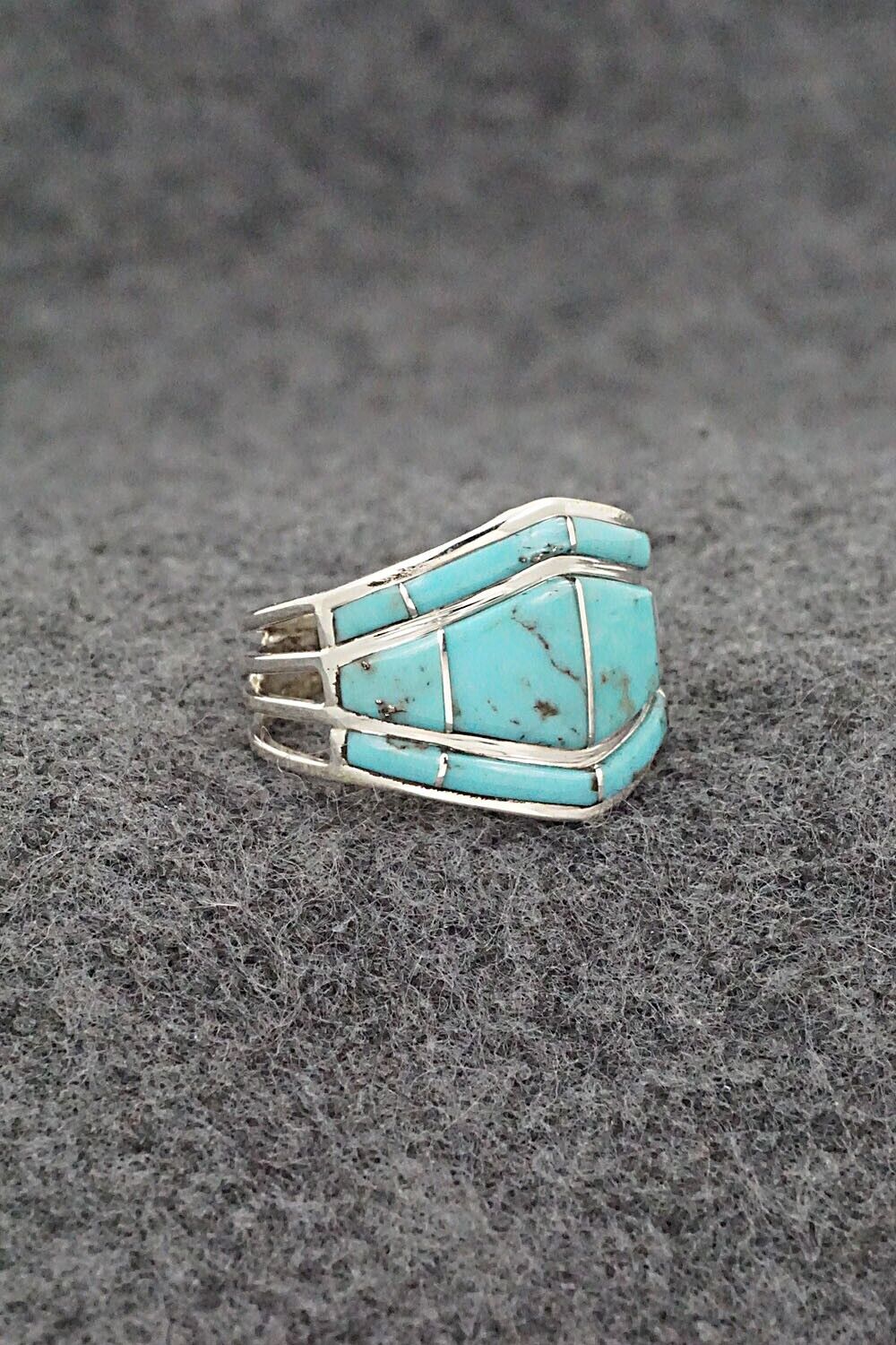 Turquoise & Sterling Silver Ring - Andrew Enrico - Size 8.5