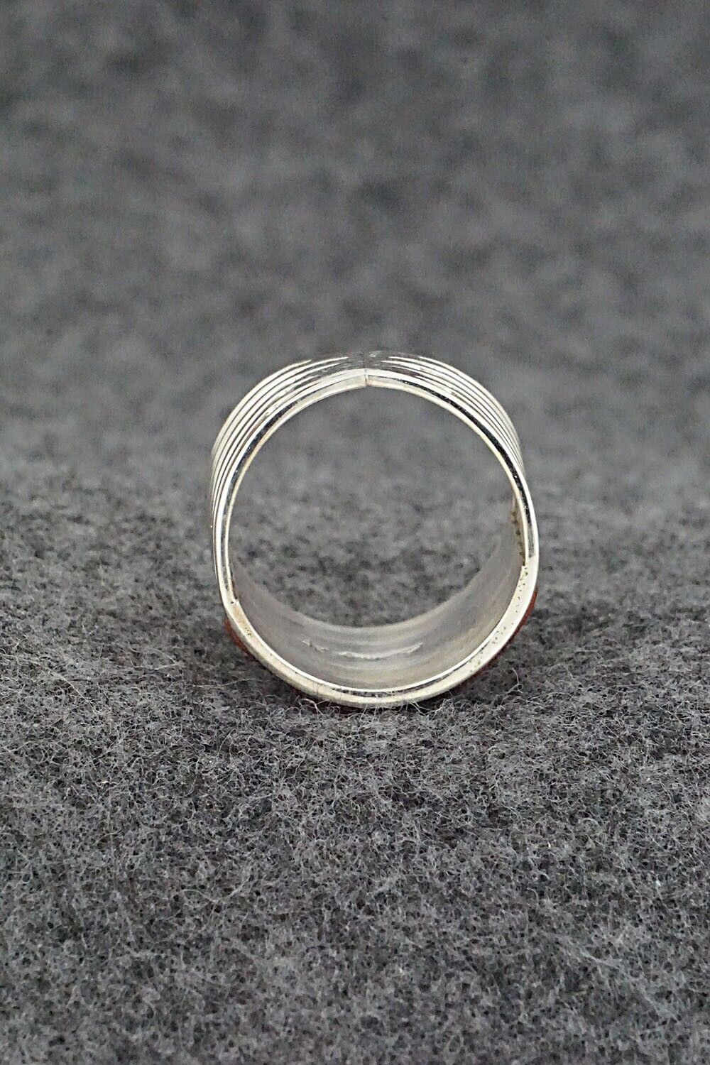 Coral & Sterling Silver Ring - Andrew Enrico - Size 8