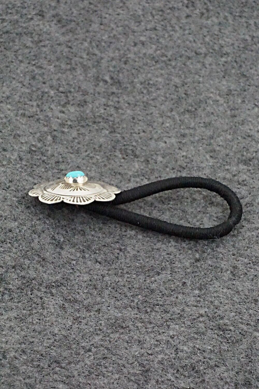 Turquoise & Sterling Silver Hair Tie - Bertha Begay