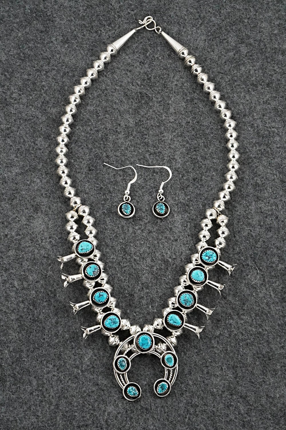 Turquoise & Sterling Silver Squash Blossom Set - Phil Garcia