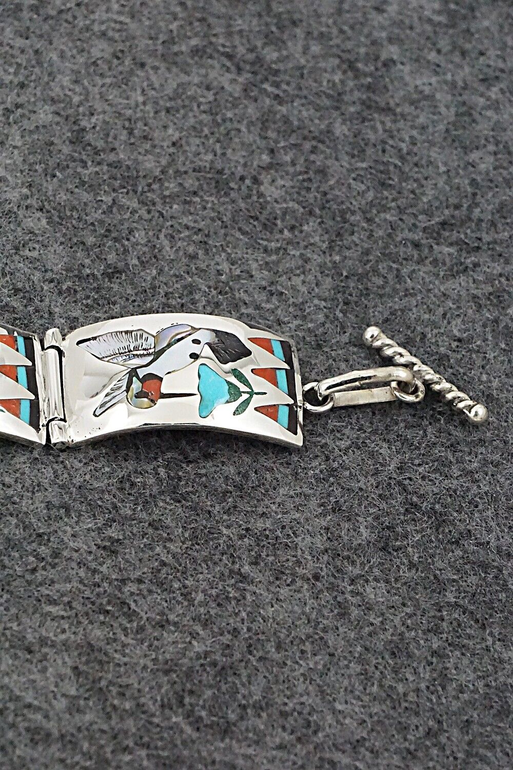 Multi-Stone & Sterling Silver Link Bracelet - Quintin Quam Sr.