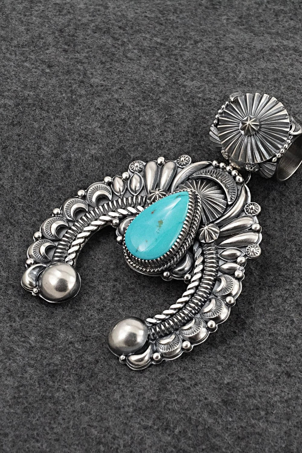 Turquoise & Sterling Silver Naja Pendant - Delbert Gordon