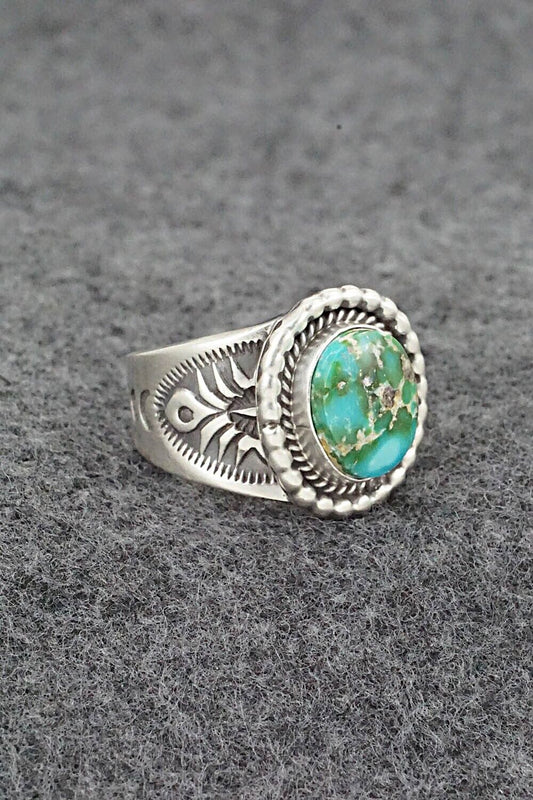 Turquoise & Sterling Silver Ring - Samuel Yellowhair - Size 8.5