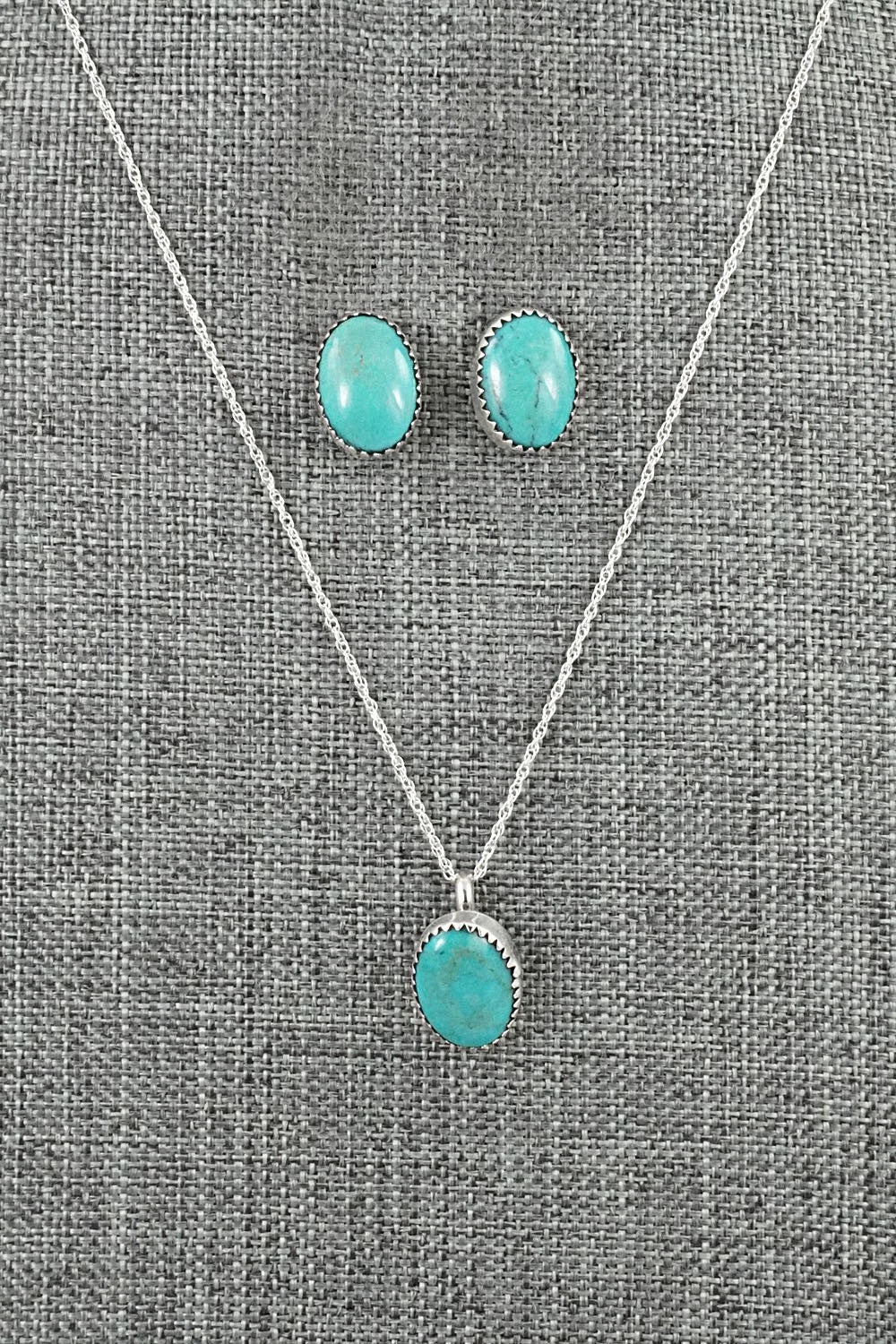 Turquoise & Sterling Silver Necklace Set - Murray Hannaweeka
