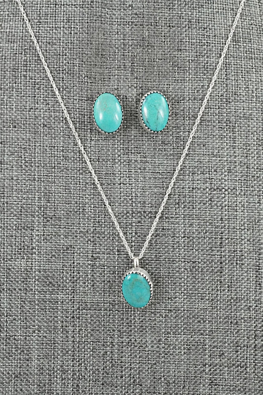 Turquoise & Sterling Silver Necklace Set - Murray Hannaweeka