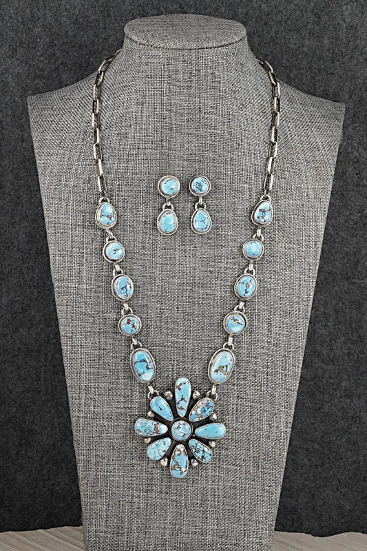 Turquoise & Sterling Silver Necklace and Earrings Set - Kathleen Livingston