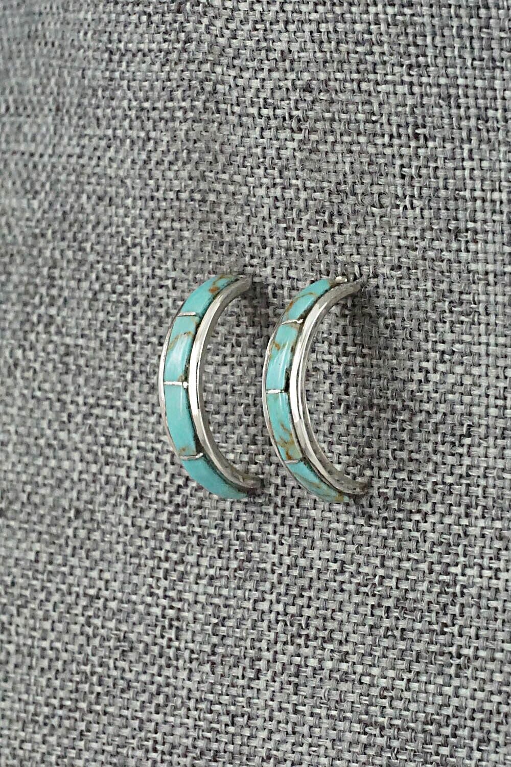 Turquoise & Sterling Silver Hoop Earrings - Alton Tom