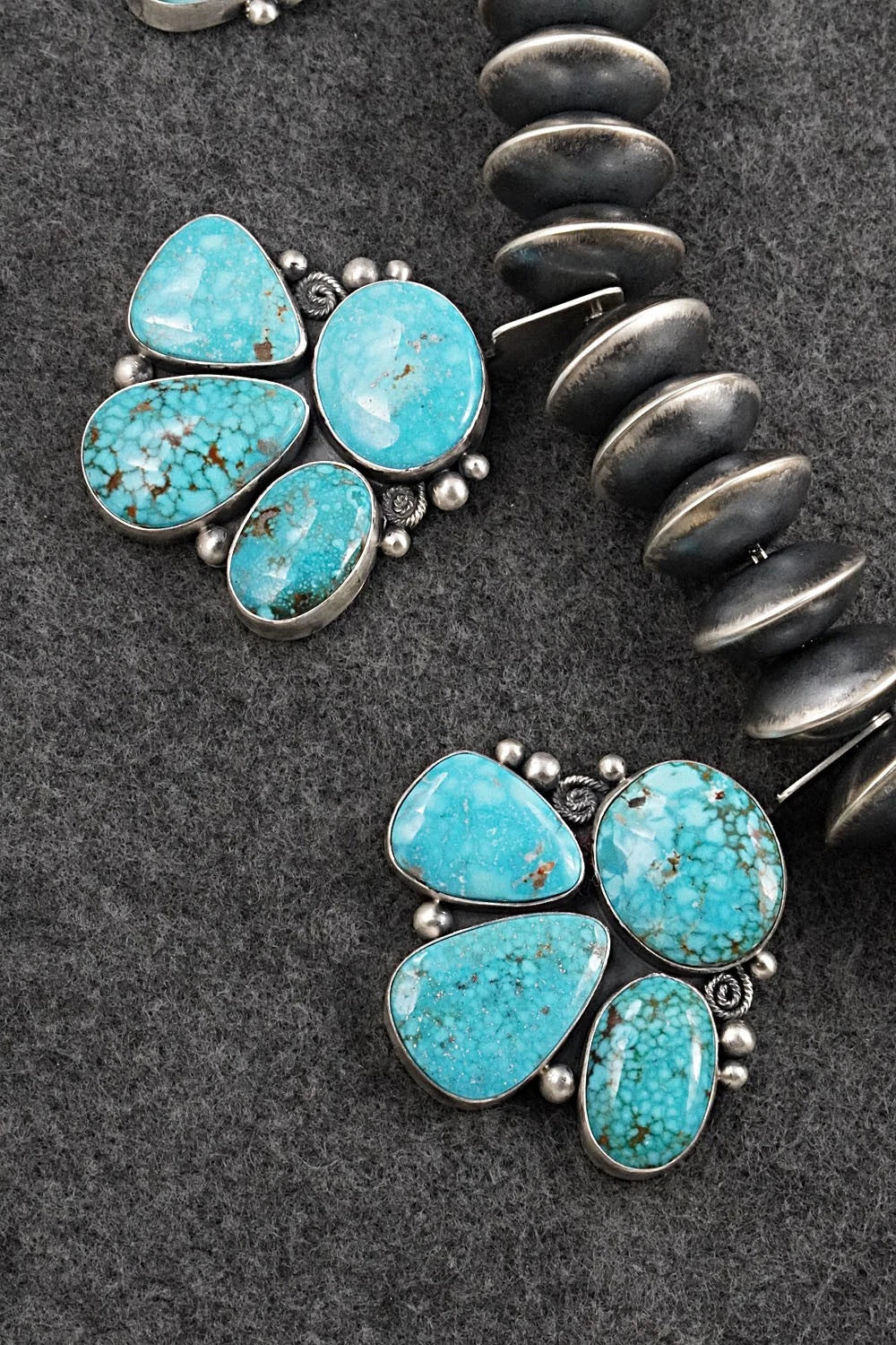 Turquoise & Sterling Silver Squash Blossom Set - Mark Yazzie